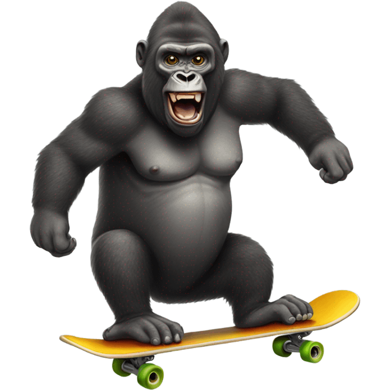 Funny gorilla skateboarding emoji