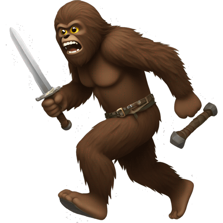 Sasquatch running with a sword emoji