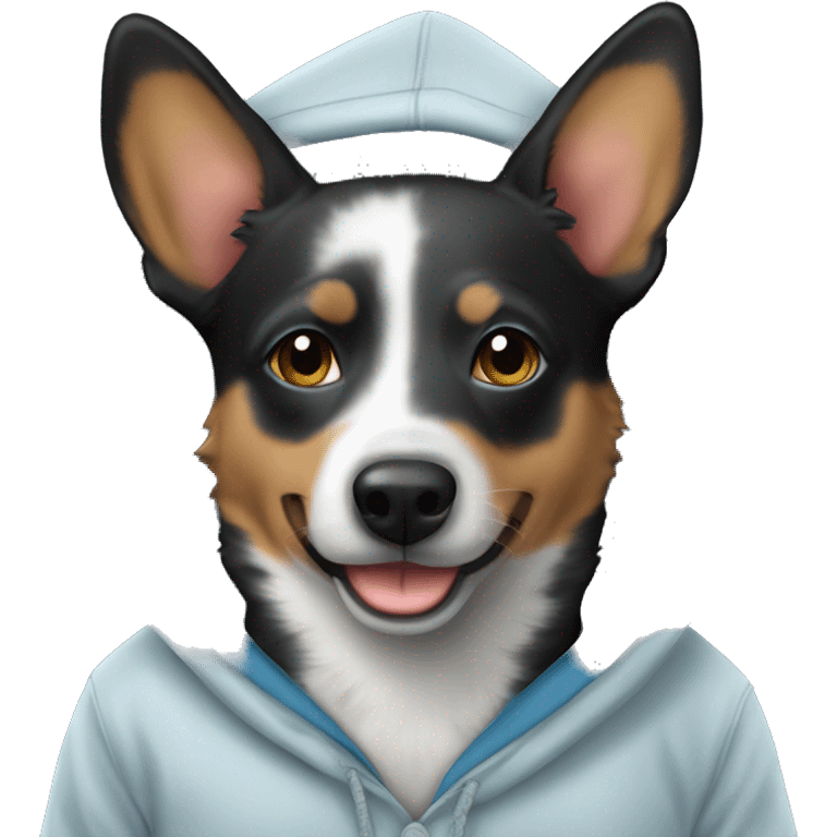 Blue heeler in hoodie emoji