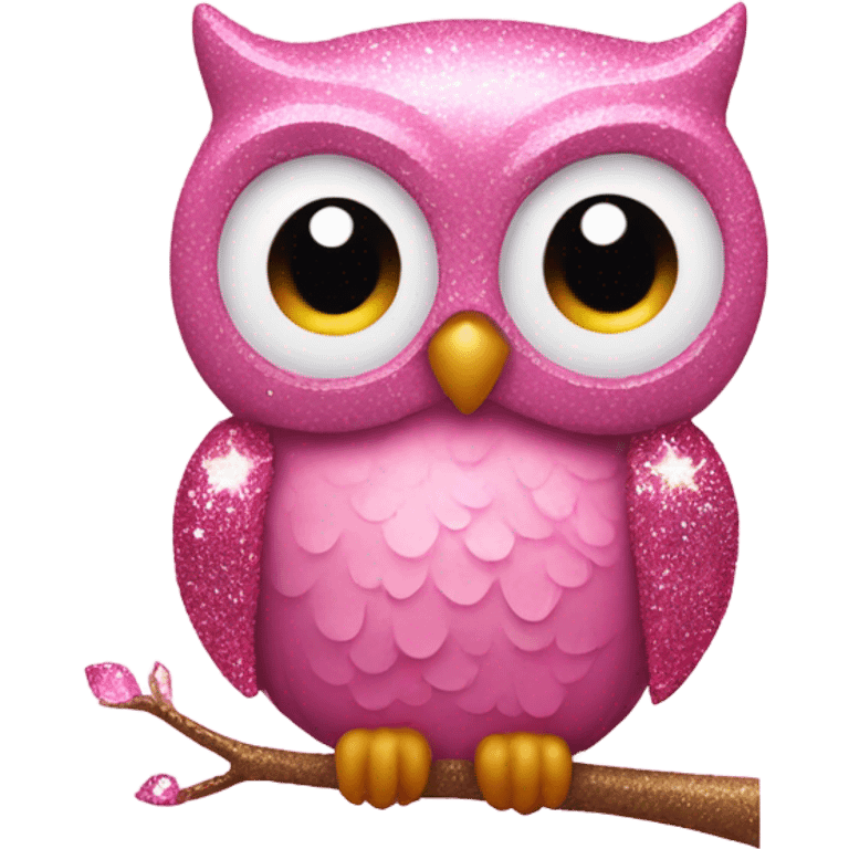 Pink owl with glitter emoji