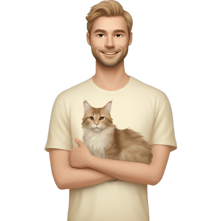 cream colored maine coon with an owner emoji