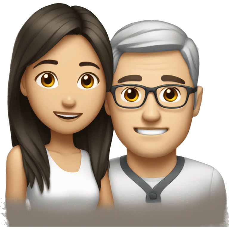 Asian hot girl with dorky white guy  emoji