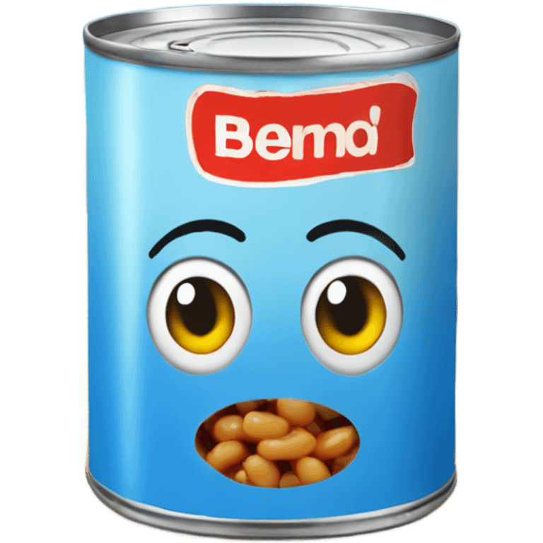 A can of baked beans next to a beach emoji