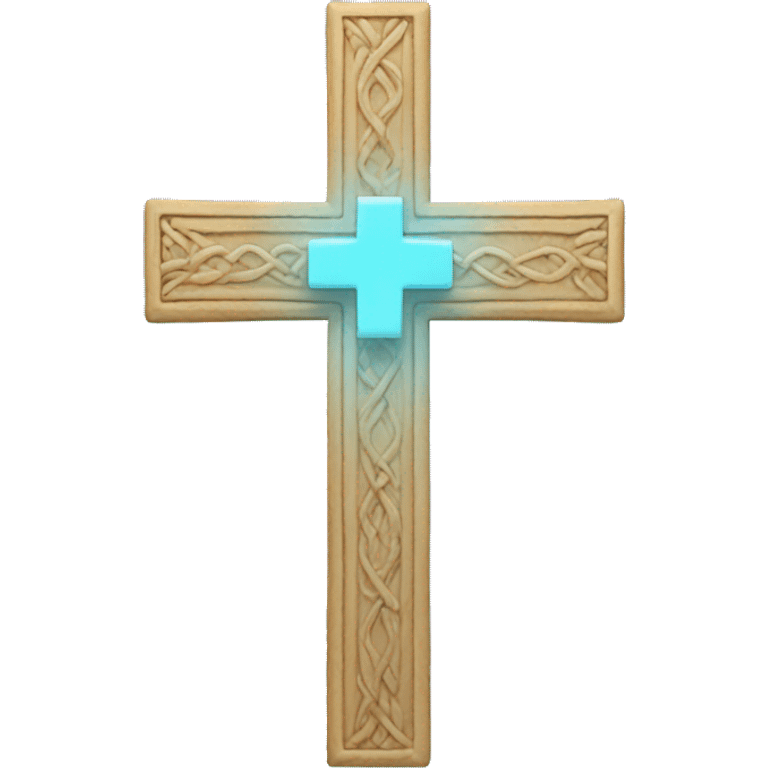 Christian cross that is light blue emoji