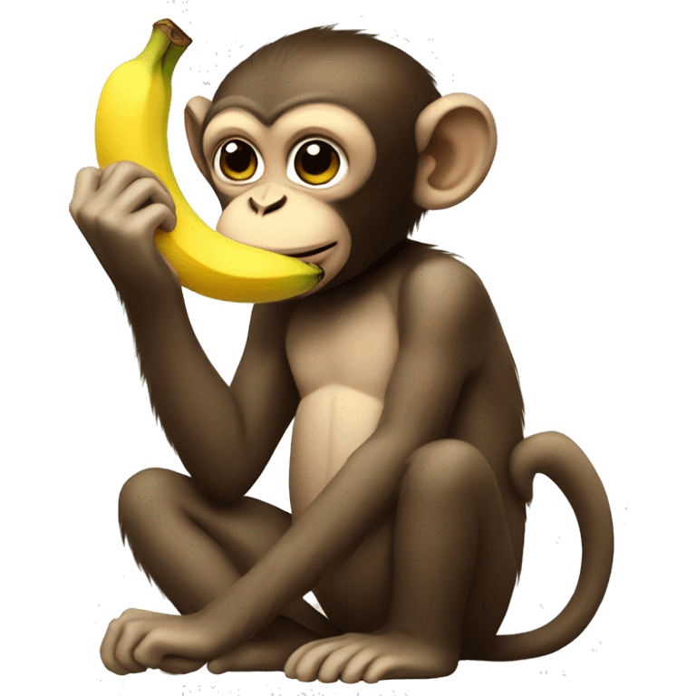 Monkey with a bow eating a banana emoji