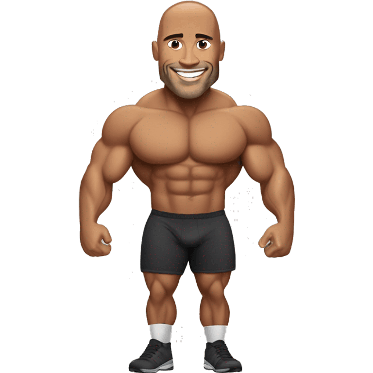 sport muscular men looks like Dwayne Johnson smiling  emoji