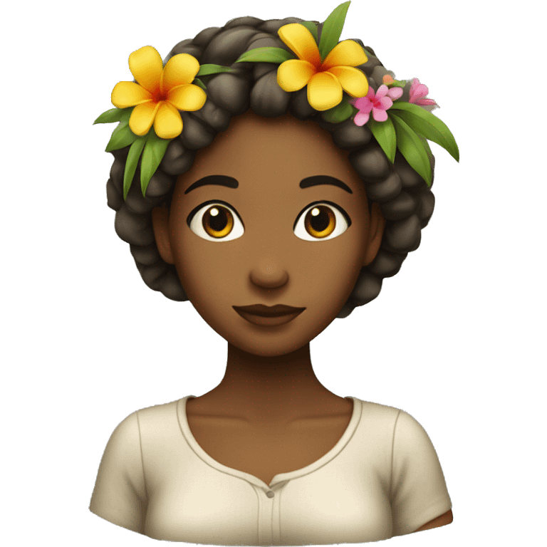 Island girl with flower on her hair emoji