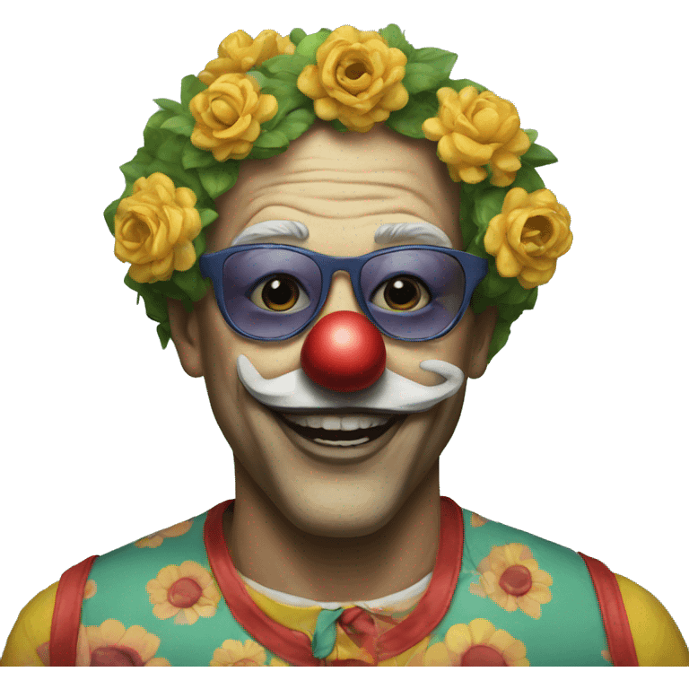 Art the clown with flower sunglasses  emoji