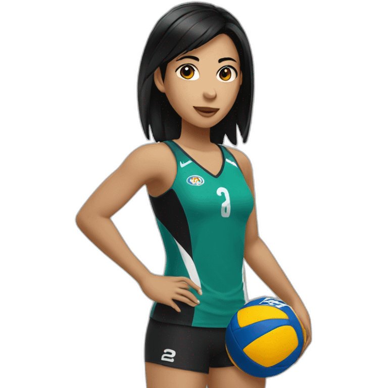 Voley player female with black hair playing emoji