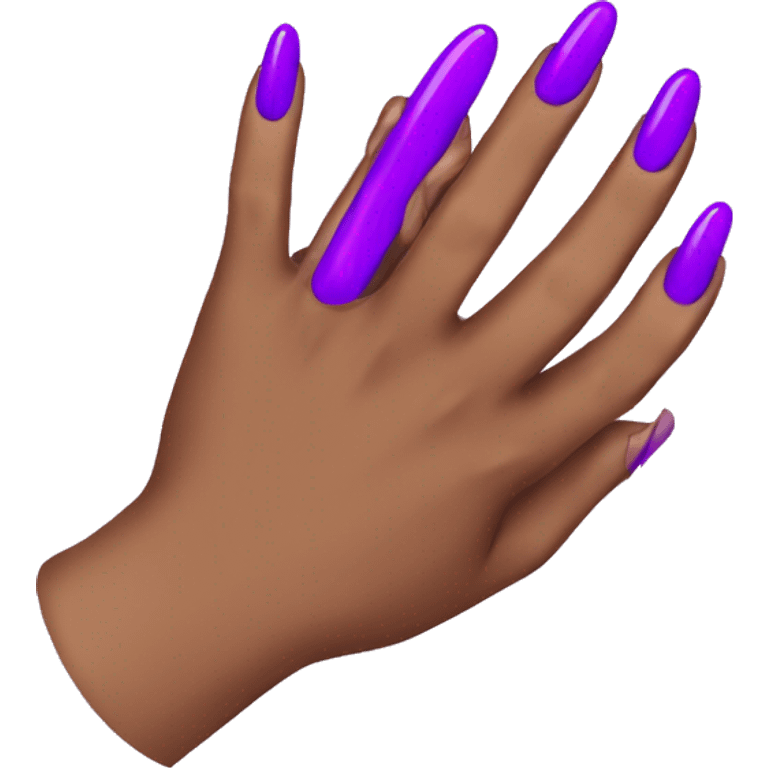 Brown hand with Purple long nails emoji