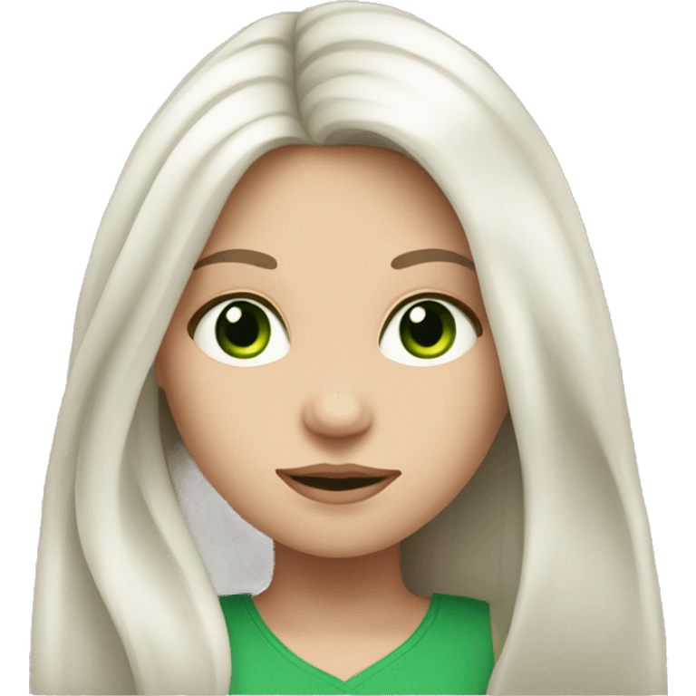 white long haired brunette girl with green eyes emoji