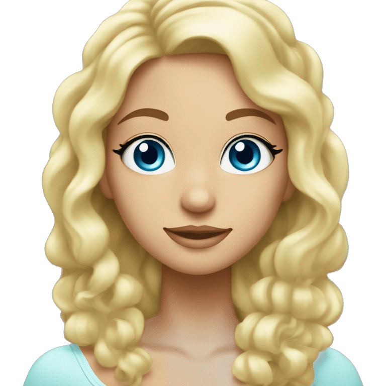 blonde girl with long wavy hair and blue eyes spa with cucumbers on eyes and a spa headband emoji