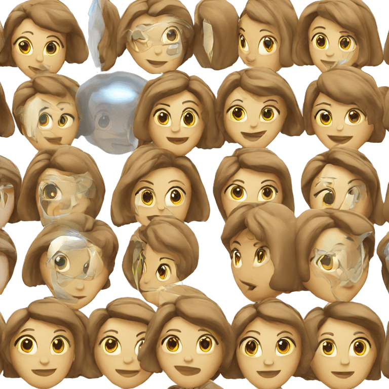 head hologram of a cartoon woman emoji