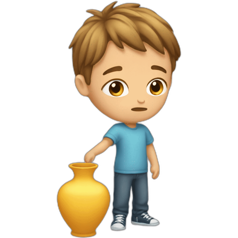 kid broke vase looking sorry emoji