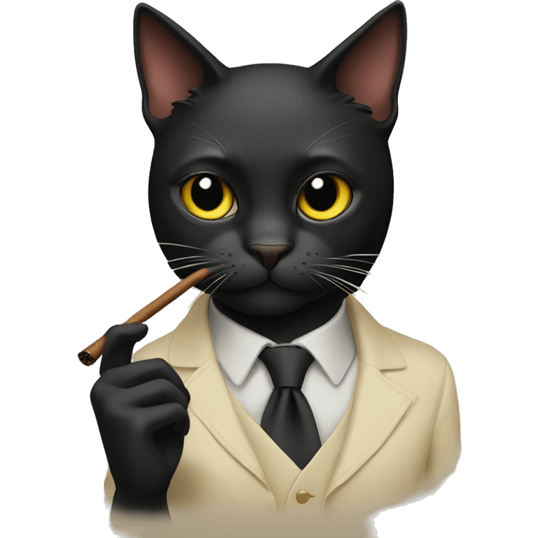 black cat smoking cigar emoji