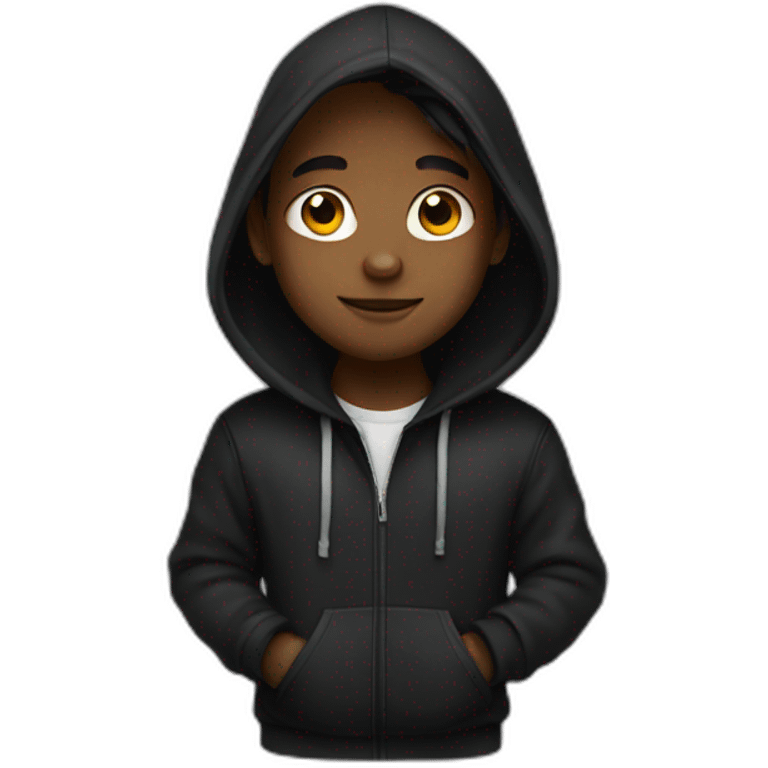 A boy with a black hoodie and long hair emoji