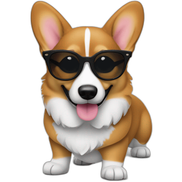 Corgi negro gafas de sol emoji