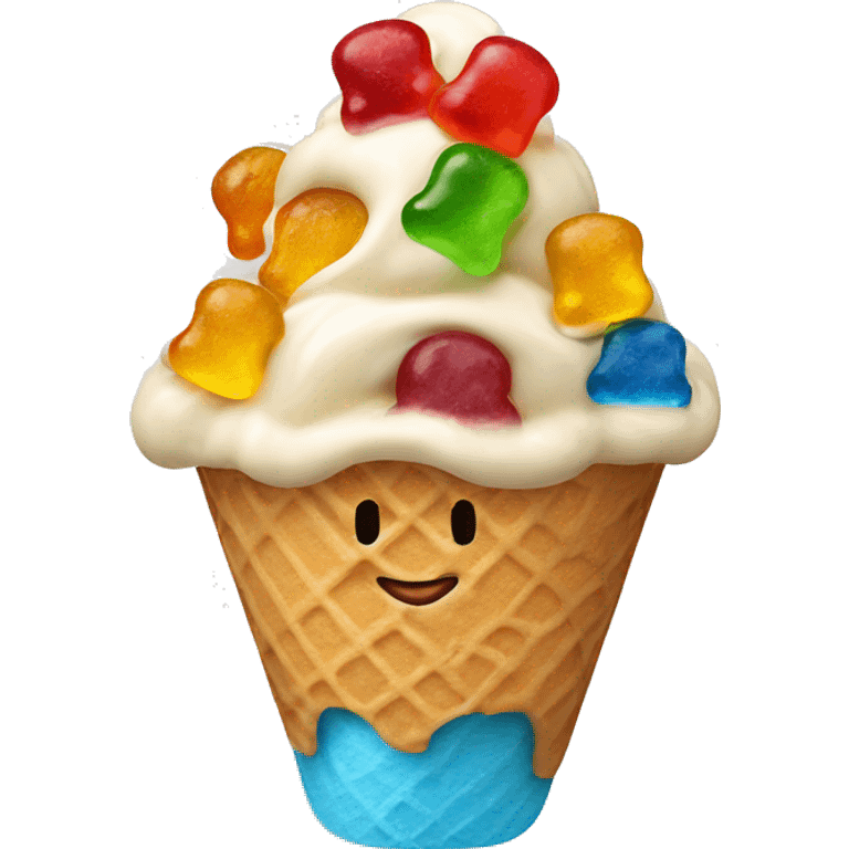 ice cream with gummy bears on top emoji