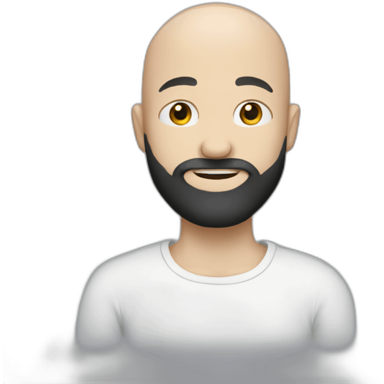 Bald white boy with black beard hugging emoji