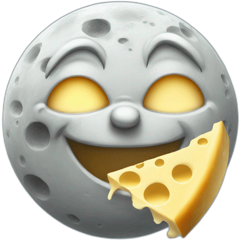 moon face eating cheese emoji