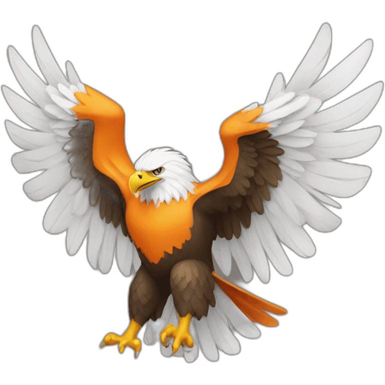 eagle spreading its wings with an orange and white flag emoji