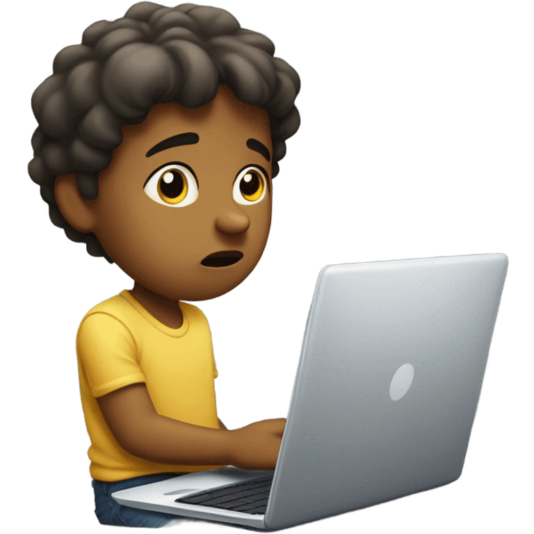  small child not understanding laptop emoji