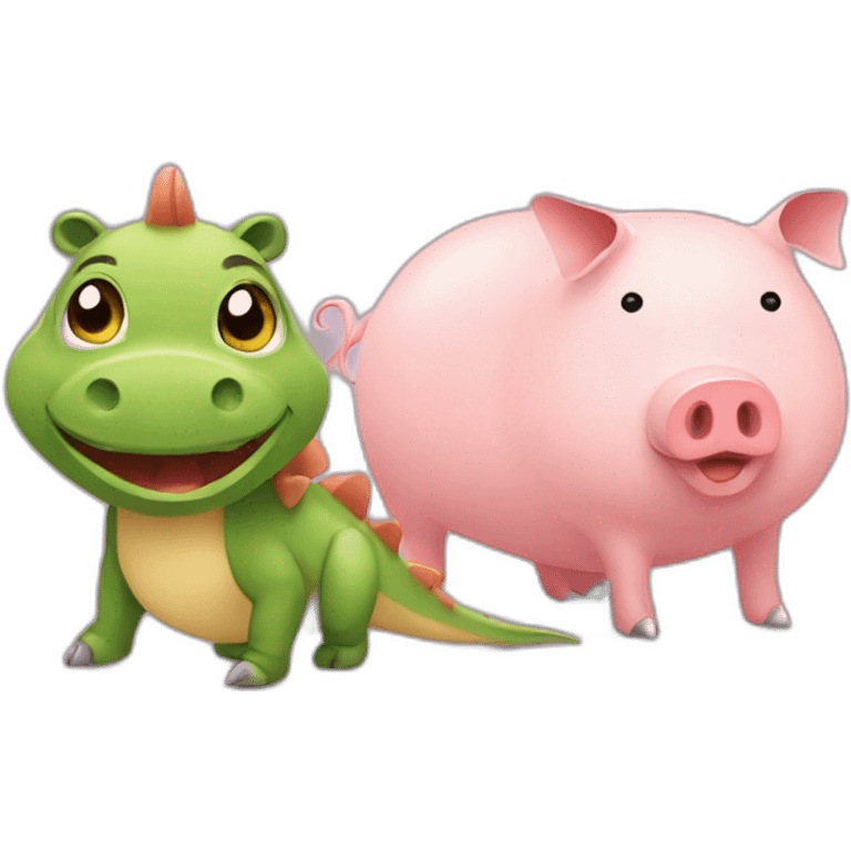 a cartoon dinosaur sitting next to a pig and a piggygygygygygygygygygygygygygygygygy emoji