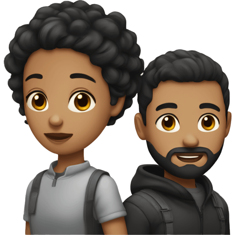 Couple, girl with black hair and boy with short hair and beard i emoji