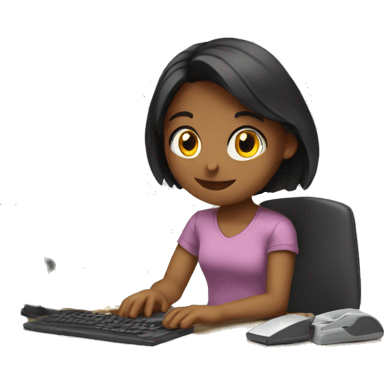 Girl working with a computer emoji