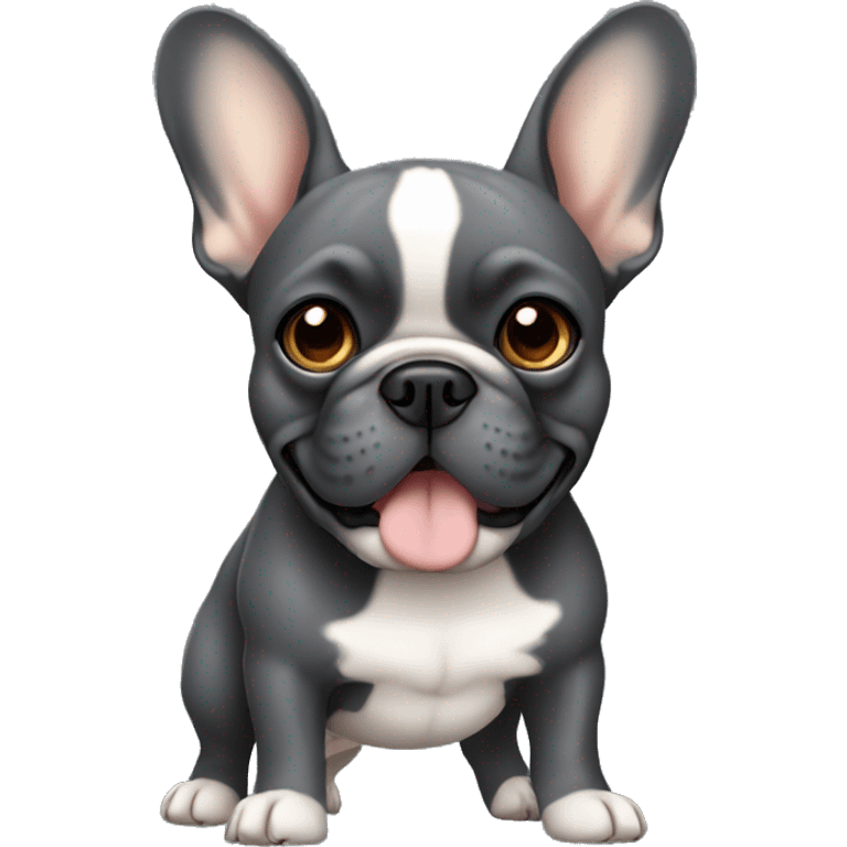 Dark grey French bulldog with tan  emoji