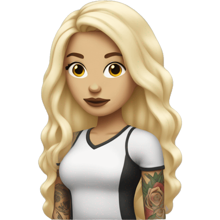 White blonde girl with Tattoos  emoji