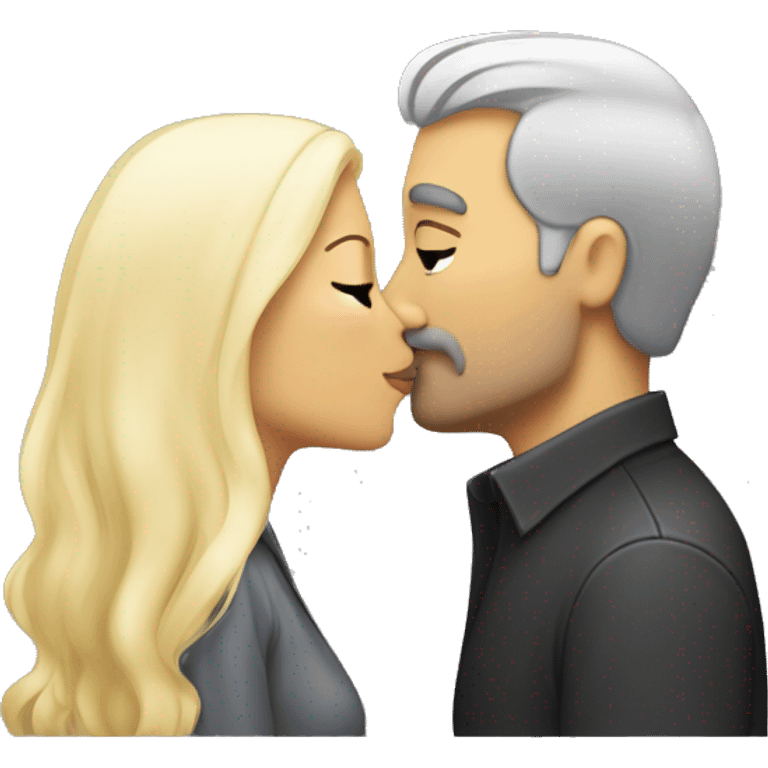 Dark-grey-hair-man kissing blonde-woman emoji