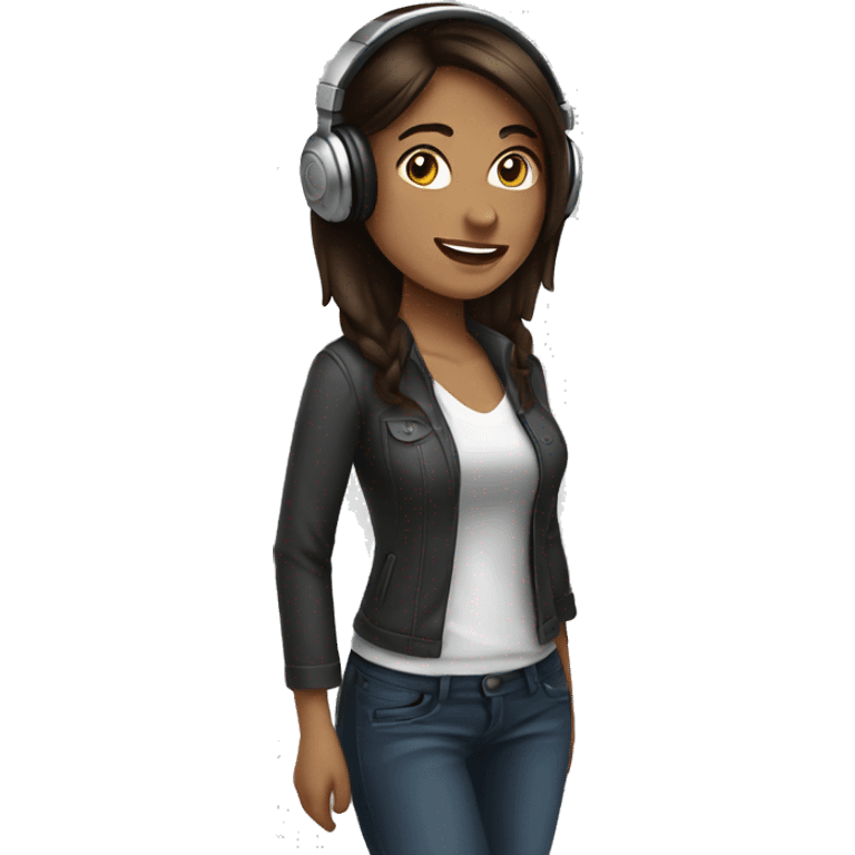 woman with headphones brunette happy emoji