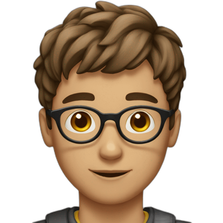 young Man with round glasses, short brown hair emoji