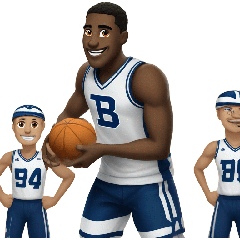 BYU basketball team playing football on a basketball court eating potatoes emoji