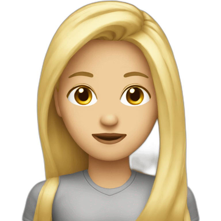 Someone coding blond long hair and can see screen emoji