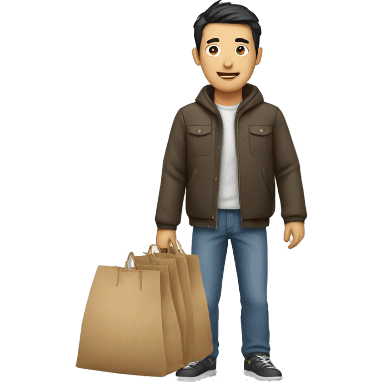 Asian man with bags emoji