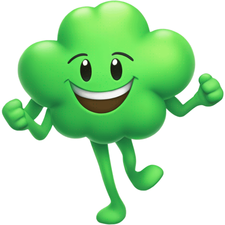 Happy Green Cloud with arms and legs emoji