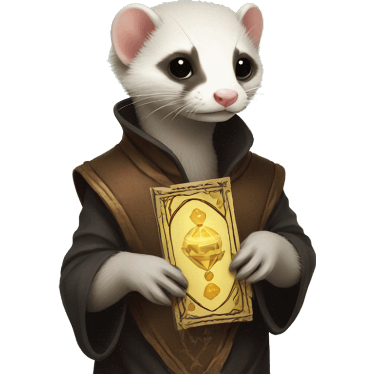 Ferret holding a tarot card emoji