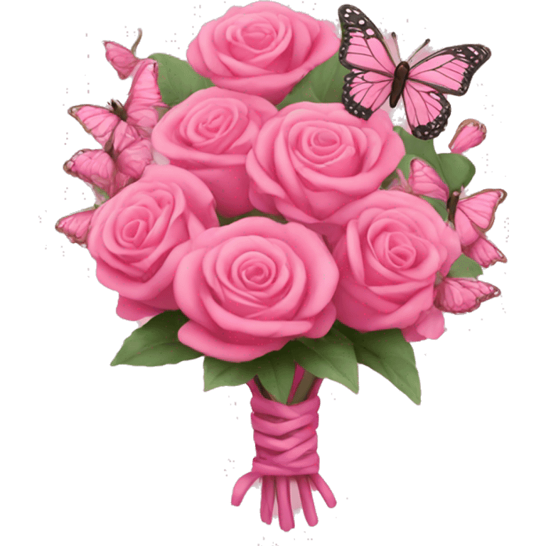 pink bouquet with butterflies emoji