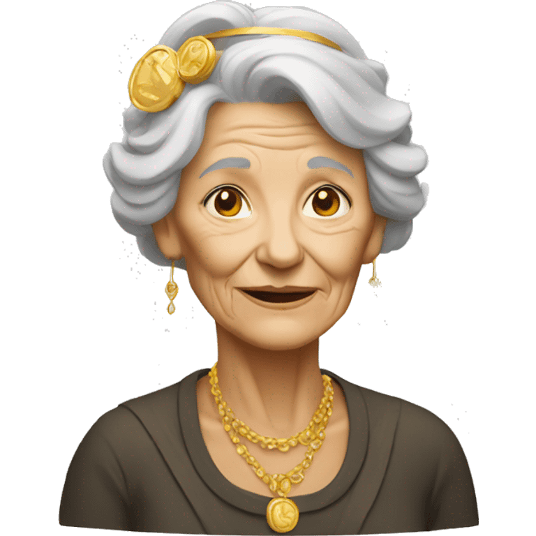 old woman with gold emoji