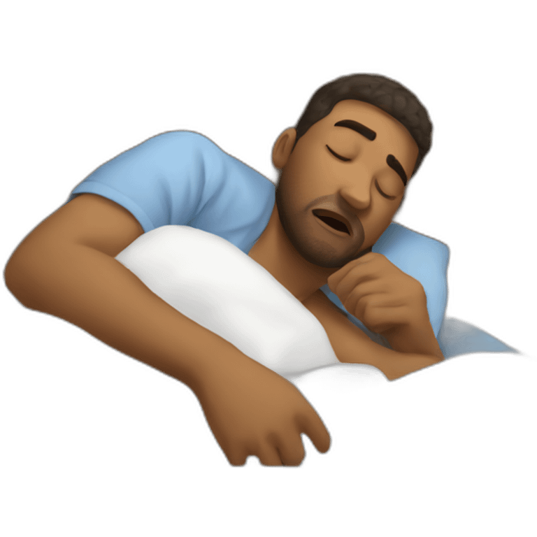 Guy in bed oversleeping after alarm emoji