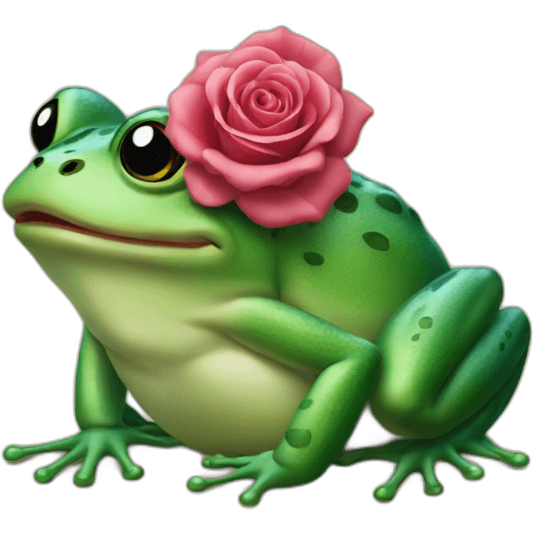 Frog with a rose in mouth emoji