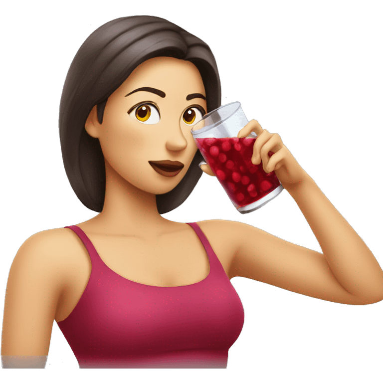 woman drinks cranberry juice emoji