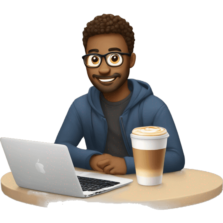 Ux designer with latte and MacBook  emoji