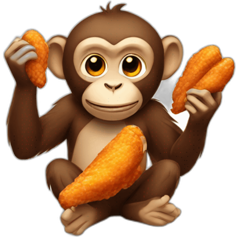 Monkey eating chicken wings emoji