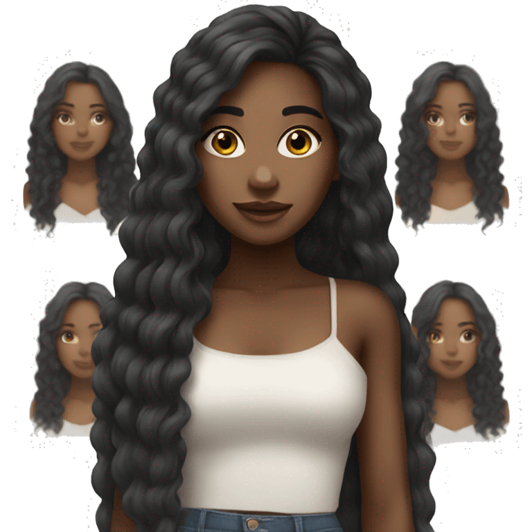 gorgeous black girl with long hair  emoji