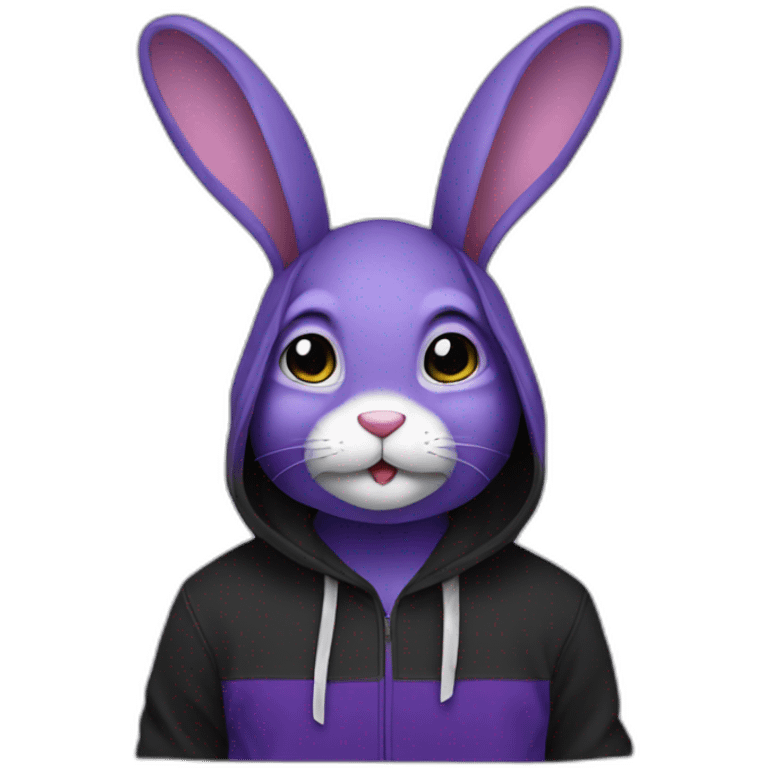 purple rabbit in a black hoodie emoji