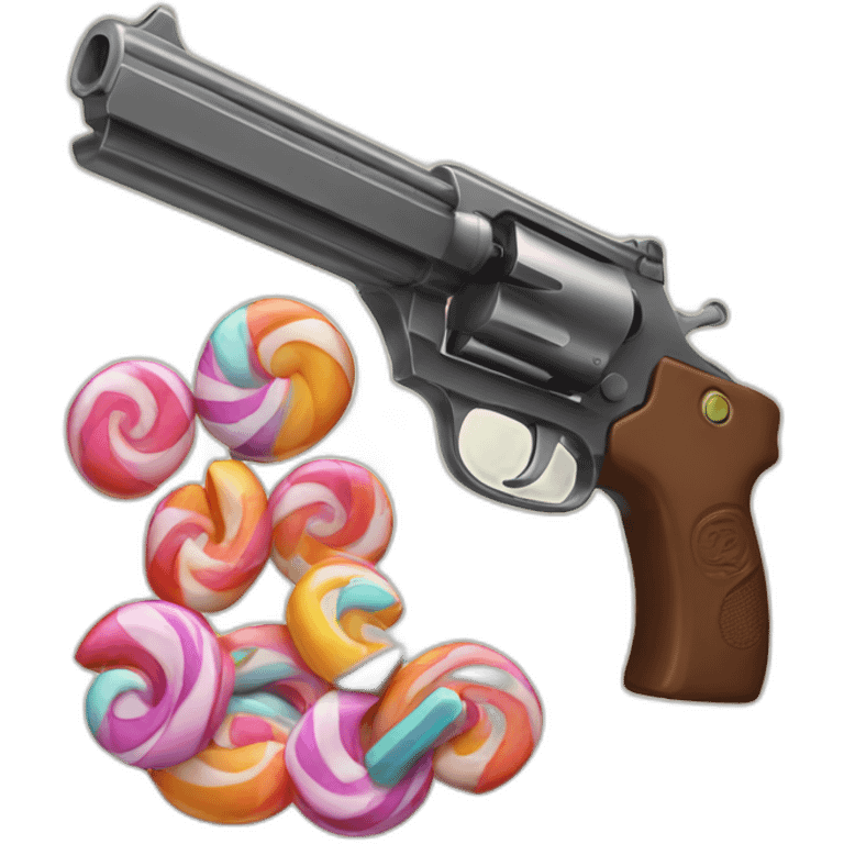 A gun made of candy emoji