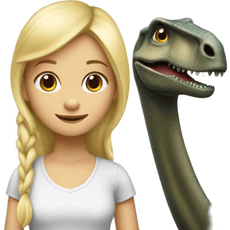 Blonde girl with Brachiosaurus emoji